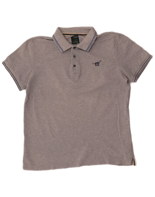 Camisa polo masculina Henry Cottons Slim Fit grande algodão manchado cinza