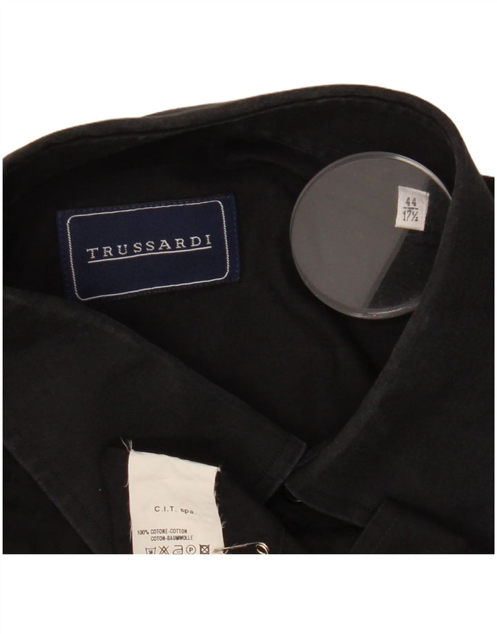 Camisa masculina TRUSSARDI tamanho 17 1/2 44 XL algodão preto