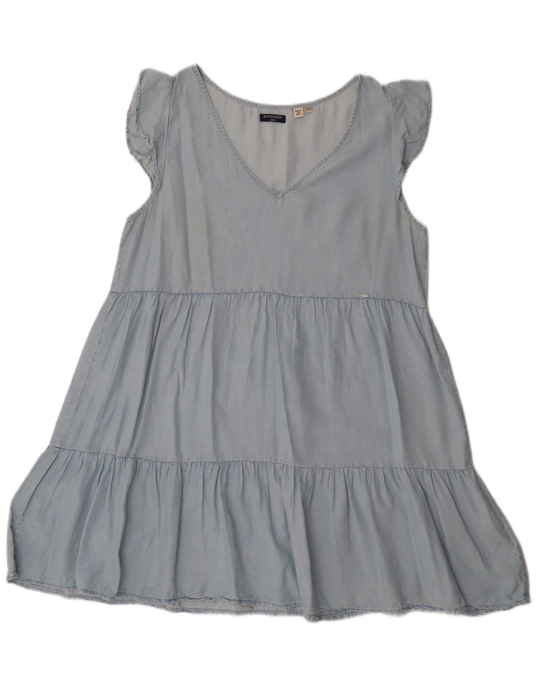 Vestido feminino SUPERDRY evasê UK 14 Lyocell azul médio