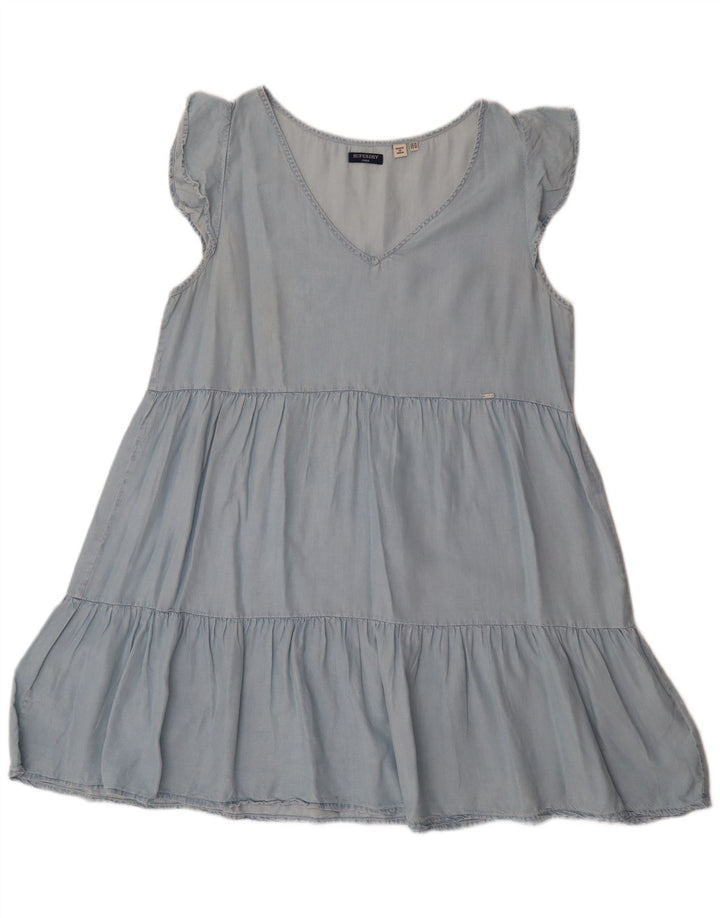Vestido feminino SUPERDRY evasê UK 14 Lyocell azul médio