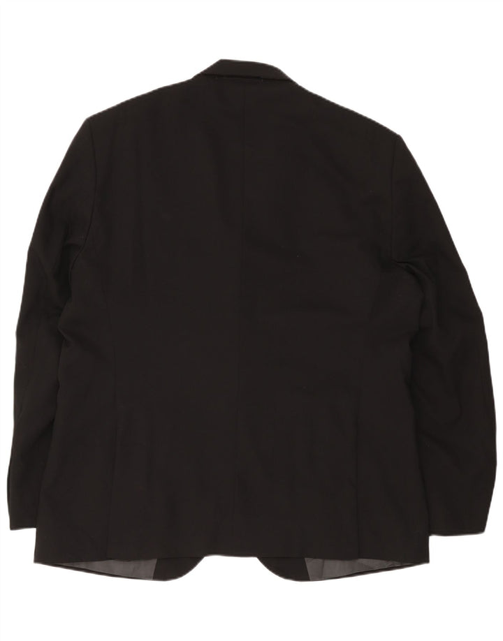Jaqueta blazer masculina Marks & Spencer regular de 2 botões Reino Unido 46 XL lã preta