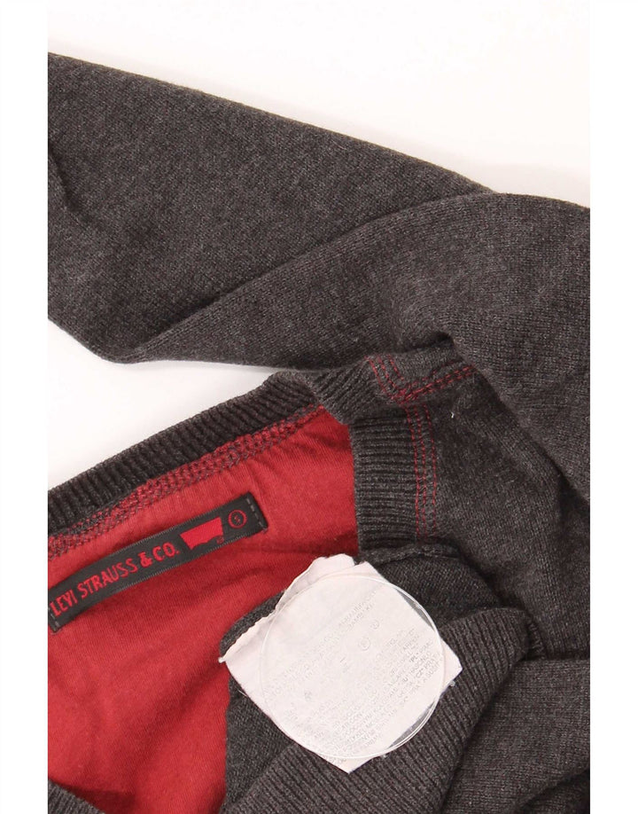 Suéter masculino Levi's com decote em V pequeno algodão cinza