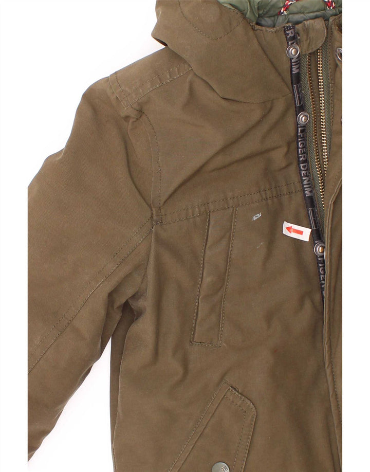Jaqueta Parka com capuz para meninos Tommy Hilfiger 5-6 anos poliéster cáqui