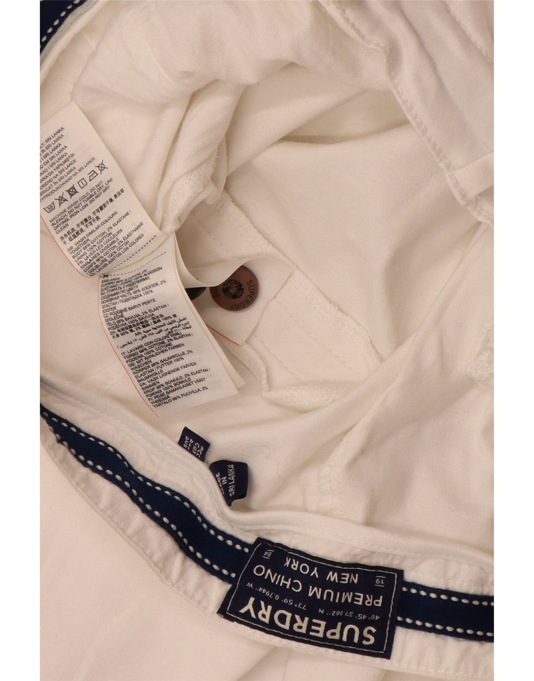 Calça Chino Feminina Slim SUPERDRY Reino Unido 16 Grande W34 L29 Algodão Branco