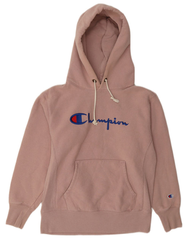 Jumper feminino com capuz gráfico Champion UK 10 pequeno algodão rosa
