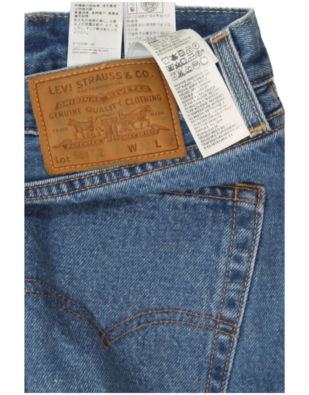 Levi's Masculino 551 Straight Jeans W33 L32 Azul Algodão