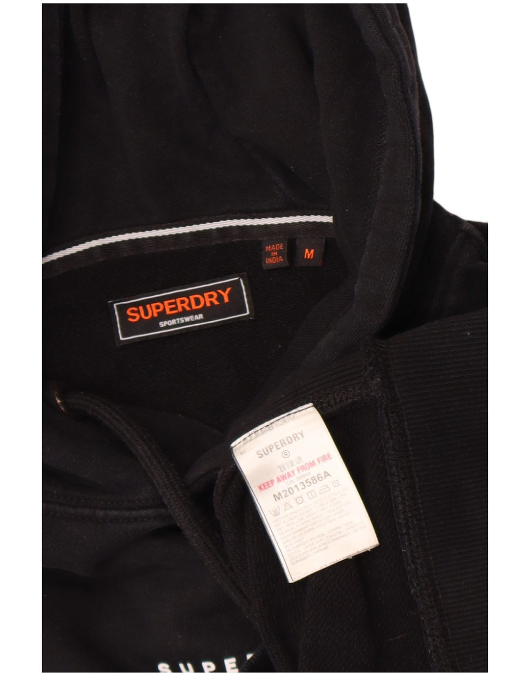 Superdry moletom com capuz masculino médio algodão preto