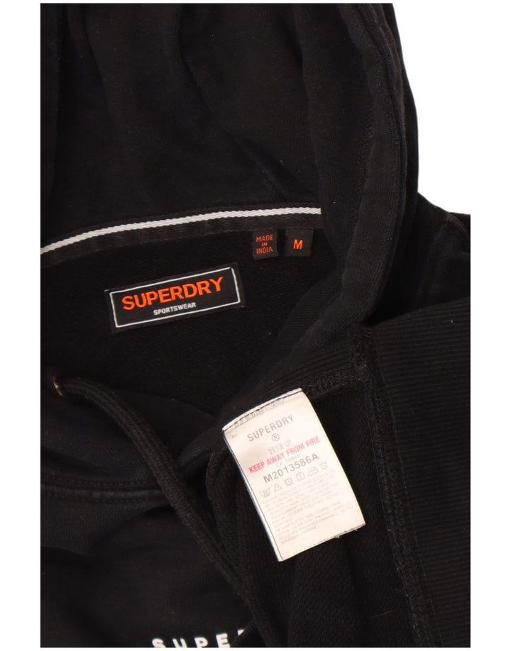 Superdry moletom com capuz masculino médio algodão preto