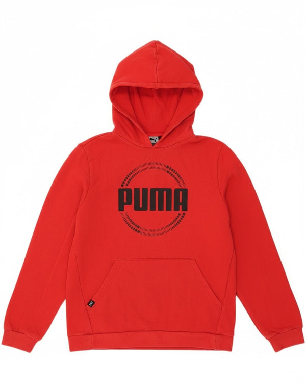 Puma Girls Graphic Hoodie Jumper 13-14 Years Red Cotton