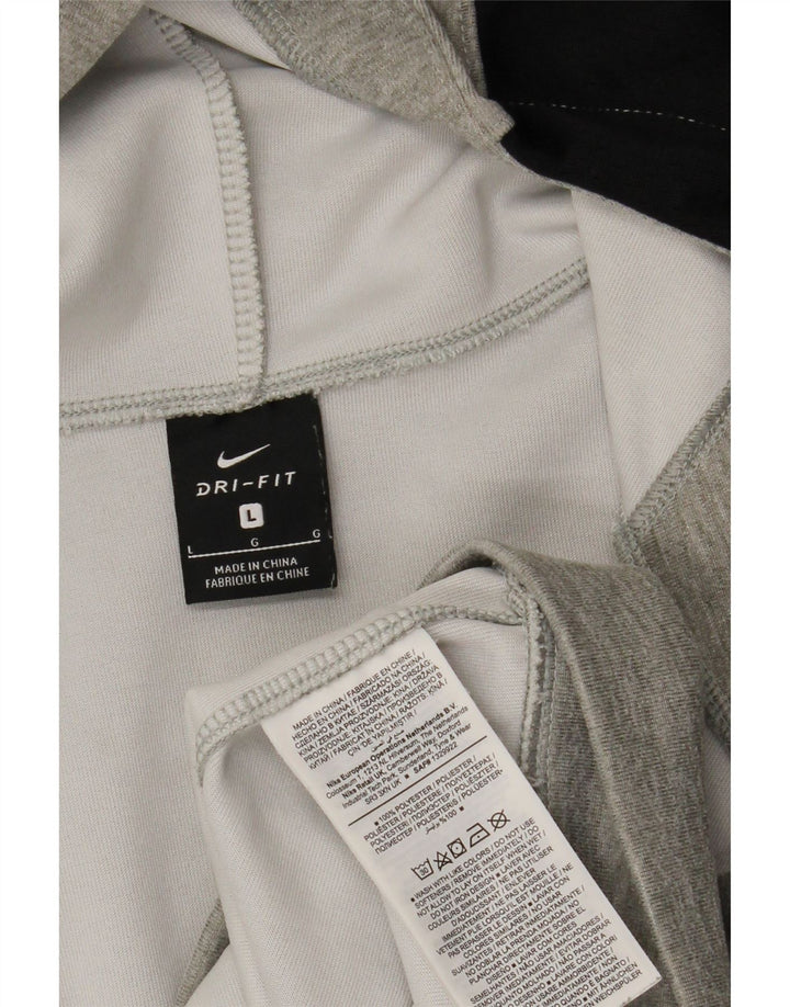 Suéter Nike masculino Dri Fit Zip com capuz grande poliéster manchado cinza