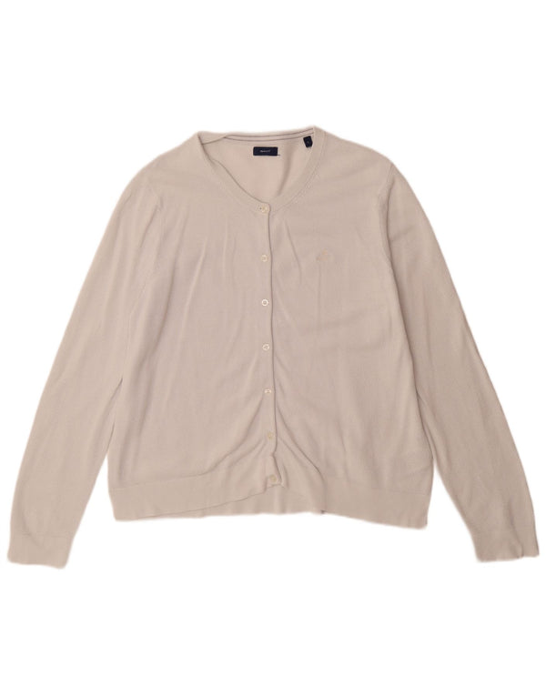 Suéter cardigã feminino Gant Reino Unido 16 grande algodão branco