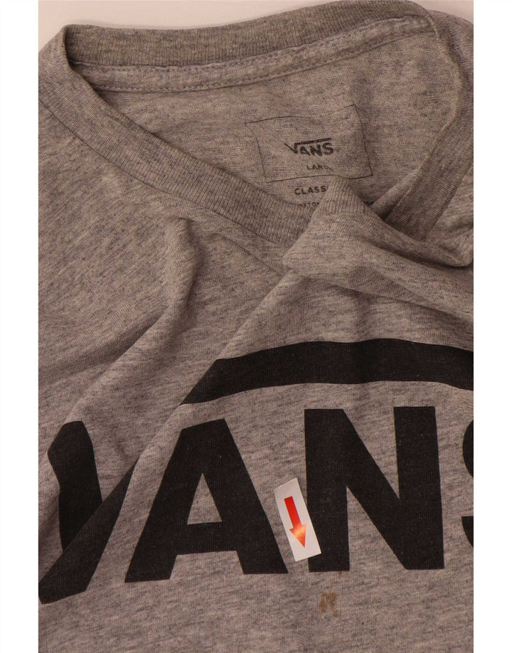 Vans Masculino Classic Fit Graphic Top Manga Longa Grande Algodão Flecked Cinza