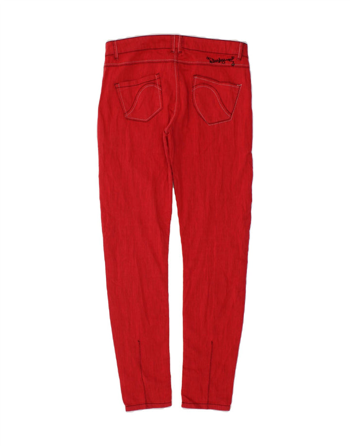 DESIGUAL Womens Slim Casual Trousers W32 L30 Red Cotton Vintage Desigual and Second-Hand Desigual from Messina Hembry 