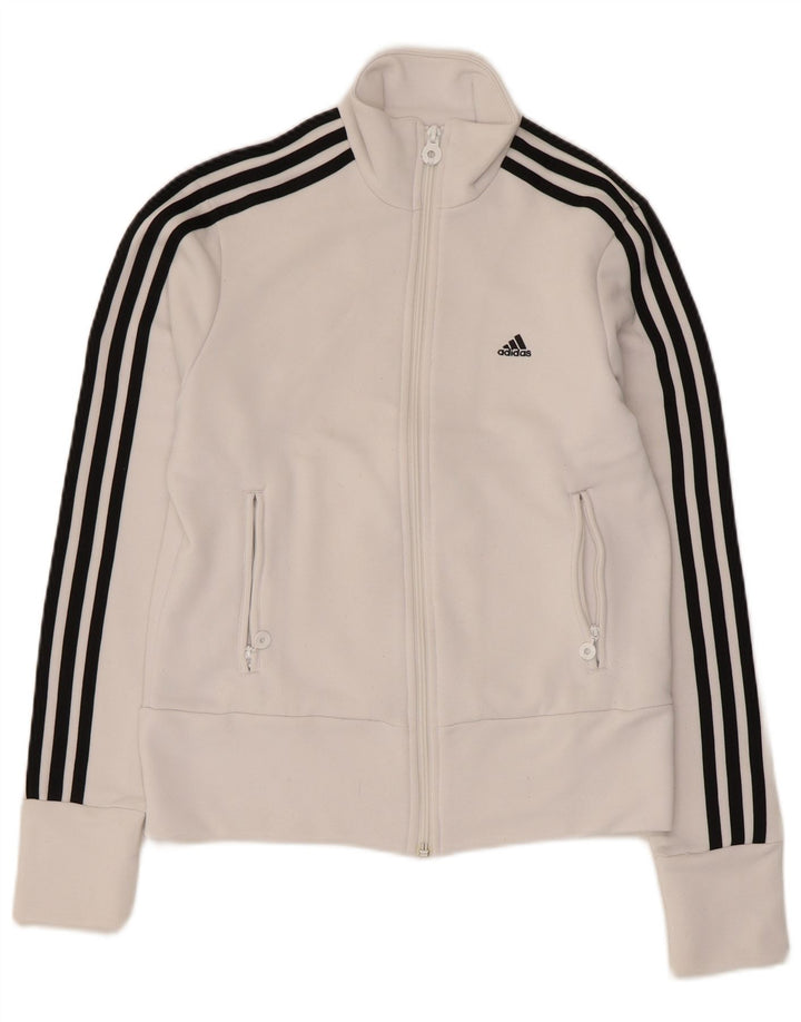 Adidas Womens Tracksuit Top Jacket UK 12 Médio Branco Poliéster