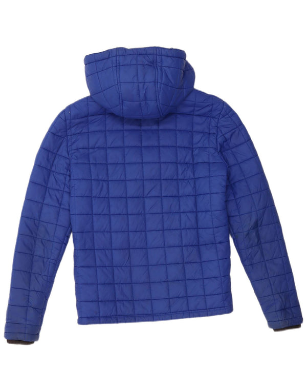 Jaqueta acolchoada com capuz feminina Superdry UK 10 nylon azul pequeno