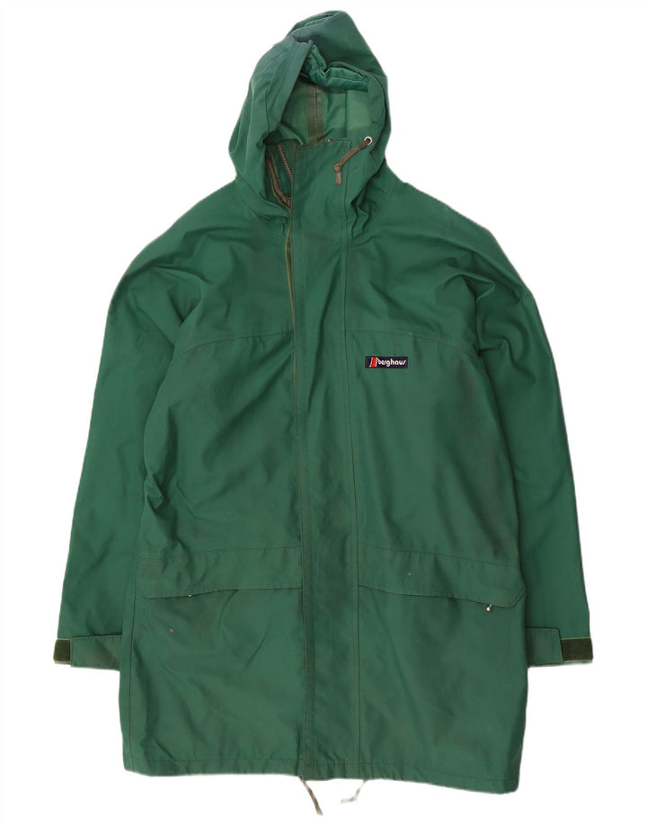 Capa de chuva masculina Berghaus com capuz UK 38 nylon verde médio