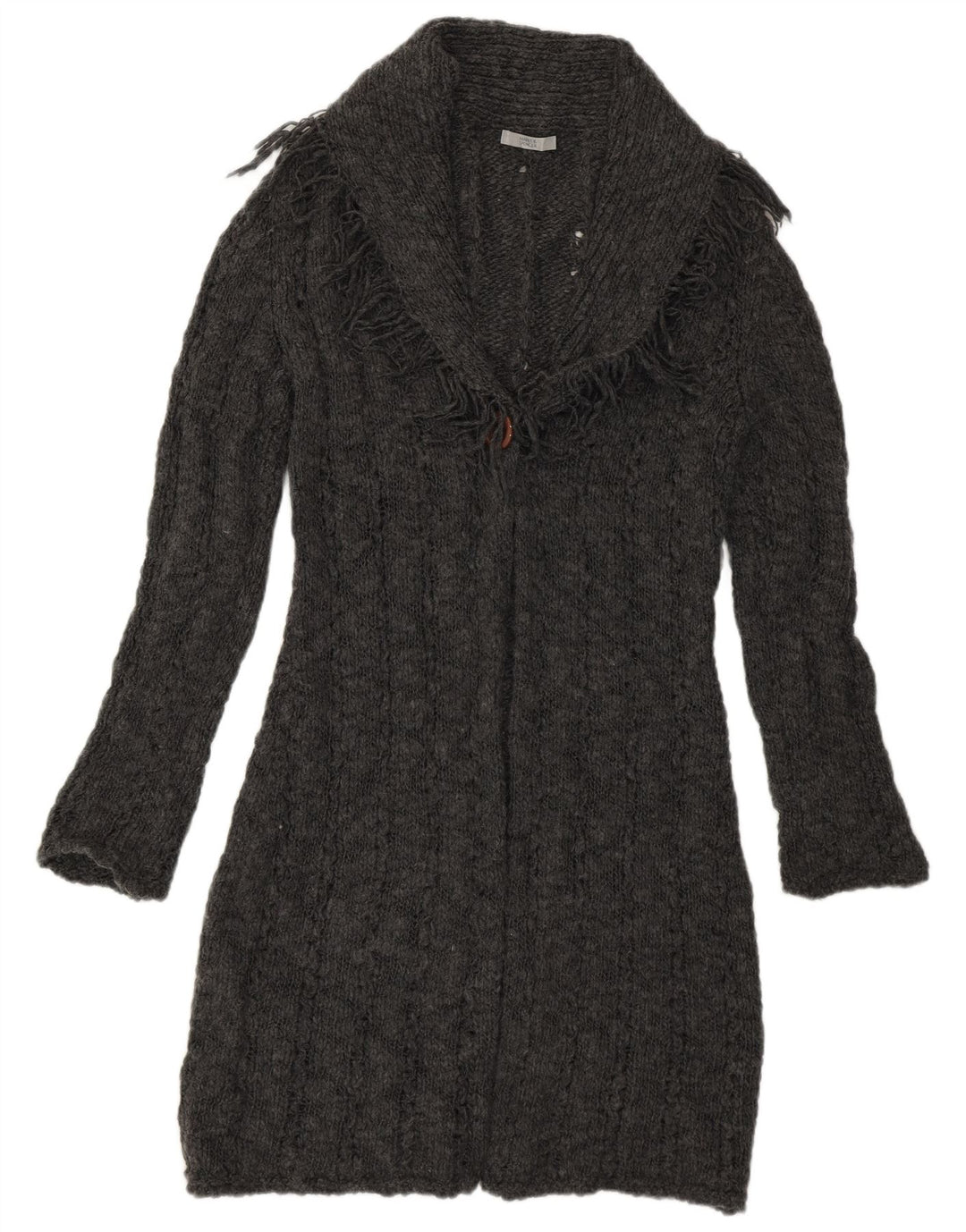 Suéter cardigã feminino Longline da Marks & Spencer Reino Unido 12 cinza médio acrílico