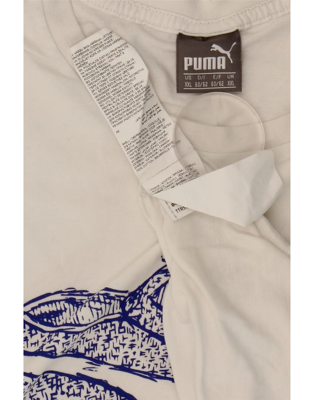Camiseta masculina gráfica Puma Top 2XL algodão branco