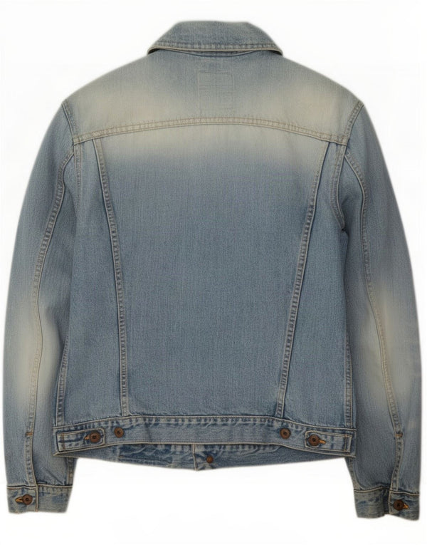 Roy Rogers Mens Distressed Acid Wash Denim Jacket UK 36 Small Blue