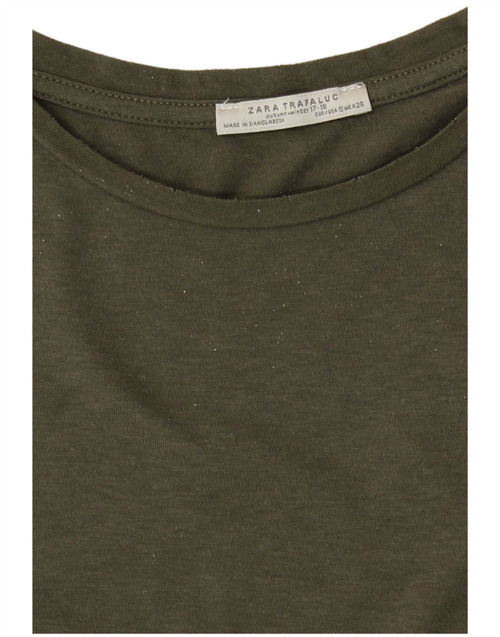Zara Womens Oversized T-Shirt Top Reino Unido 10 Pequeno Caqui