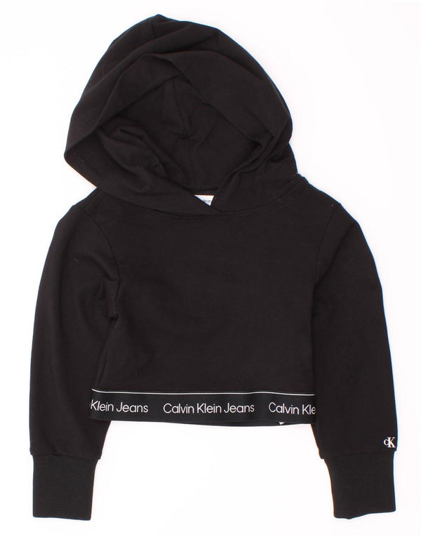 Moletom com capuz feminino Calvin Klein Crop Graphic 3-4 anos preto viscose