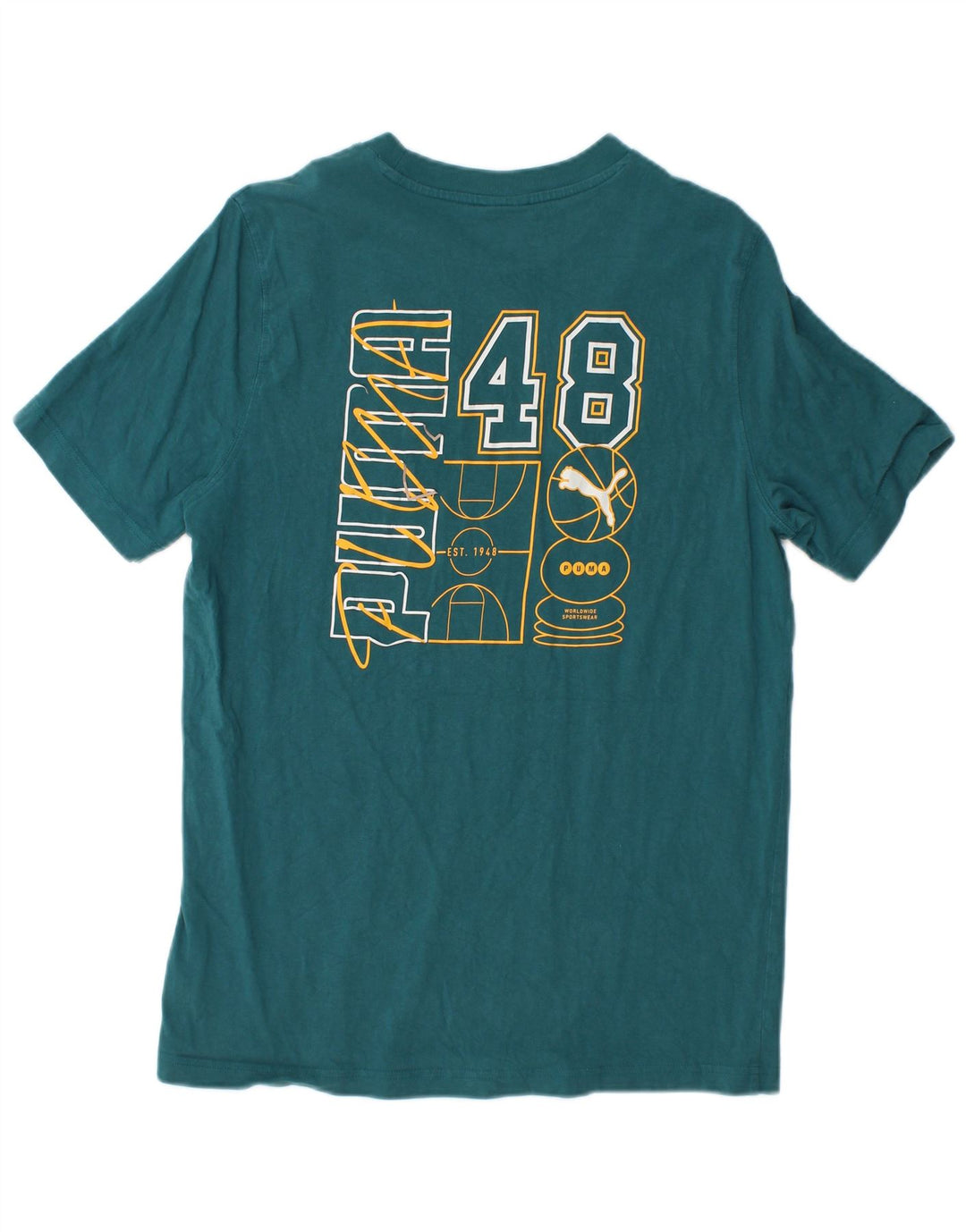 Camiseta masculina PUMA com estampa gráfica de algodão verde médio
