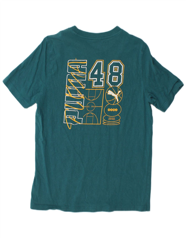 Camiseta masculina PUMA com estampa gráfica de algodão verde médio