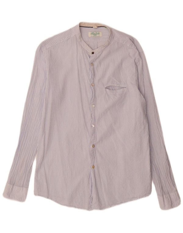 Camisa masculina Alley Docks de algodão listrado azul grande