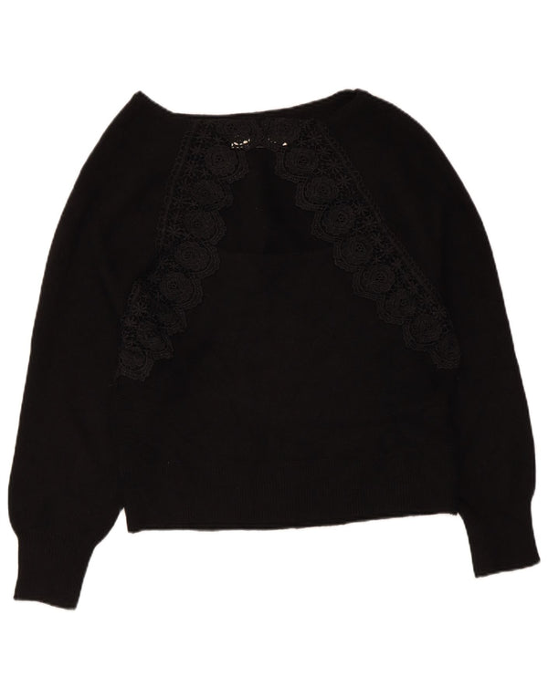 Suéter feminino Oasis com gola canoa Reino Unido 16 grande viscose preta
