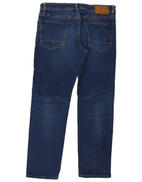 Hugo Boss Masculino Maine Regular Fit Jeans Reto W33 L30 Azul Algodão
