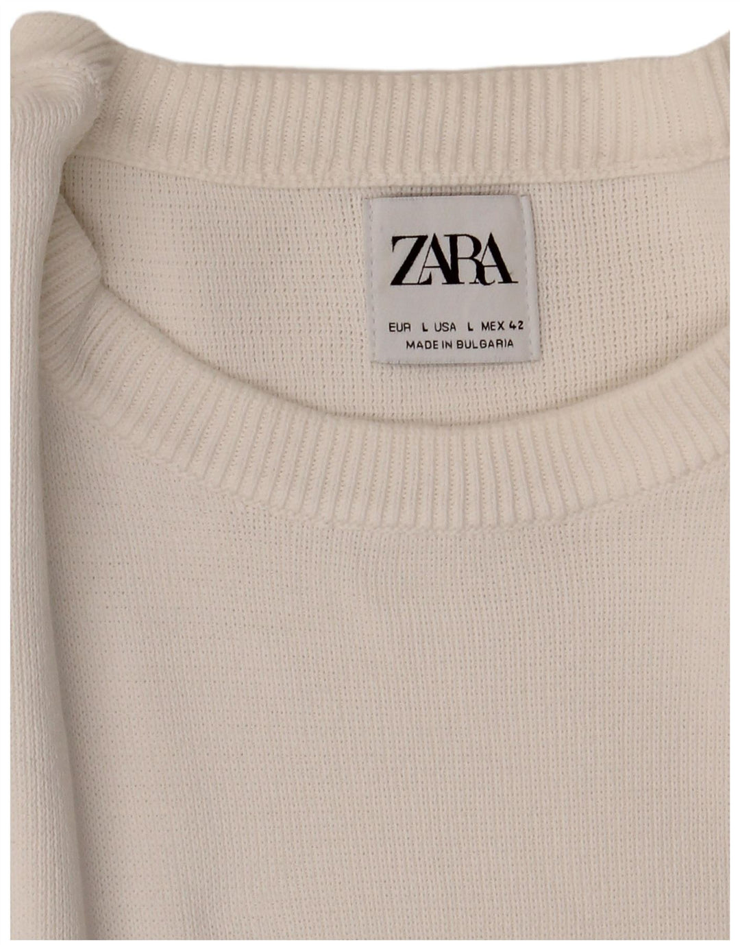 Zara Suéter masculino com gola redonda grande branco