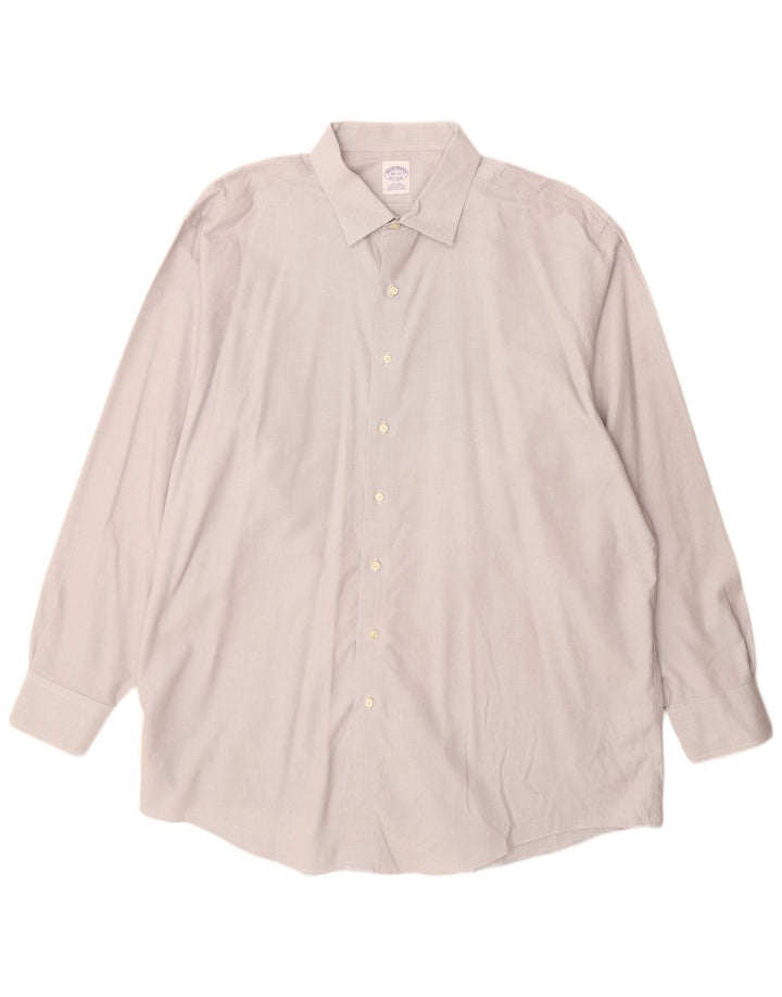 Camisa masculina Brooks Brothers tamanho 18 1/2 2XL algodão cinza