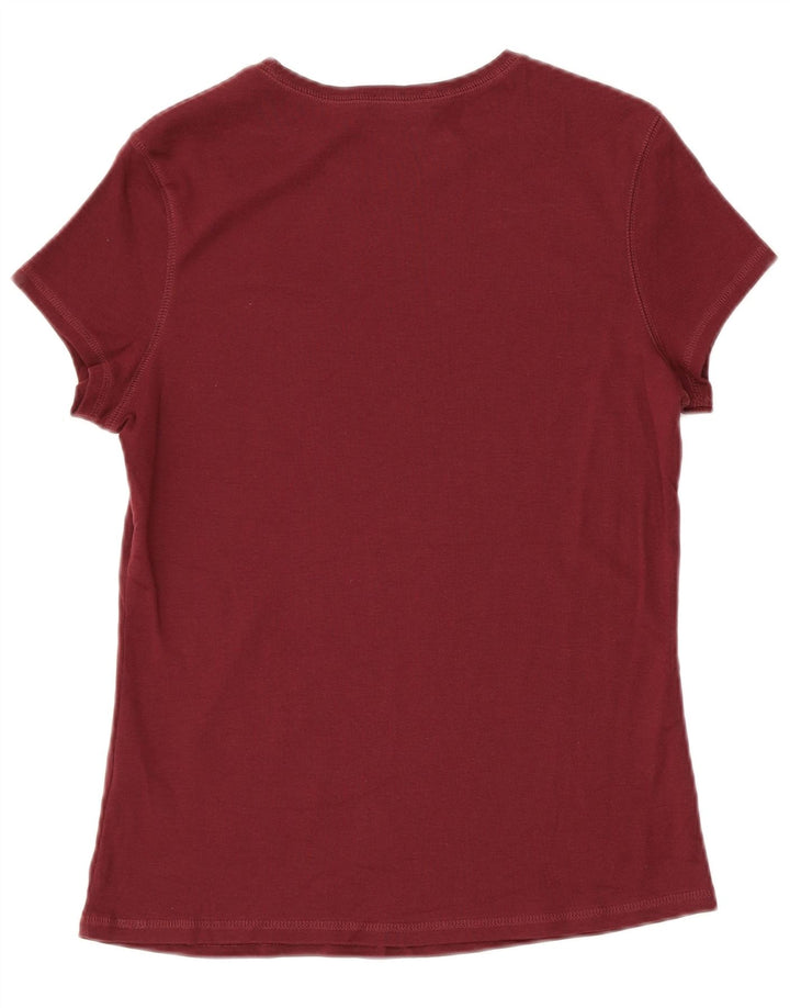 Camiseta feminina MARKS & SPENCER UK 16 grande algodão Borgonha