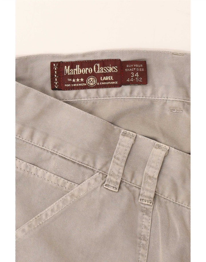 Marlboro Classics Mens Cargo Shorts Grande W34 Algodão Cinza