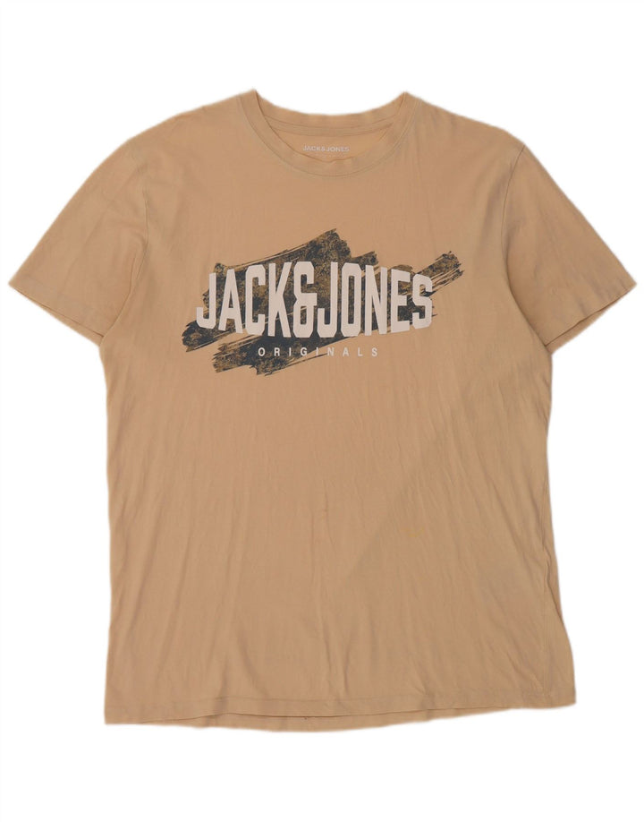 Camiseta masculina JACK & JONES com estampa gráfica XL algodão bege