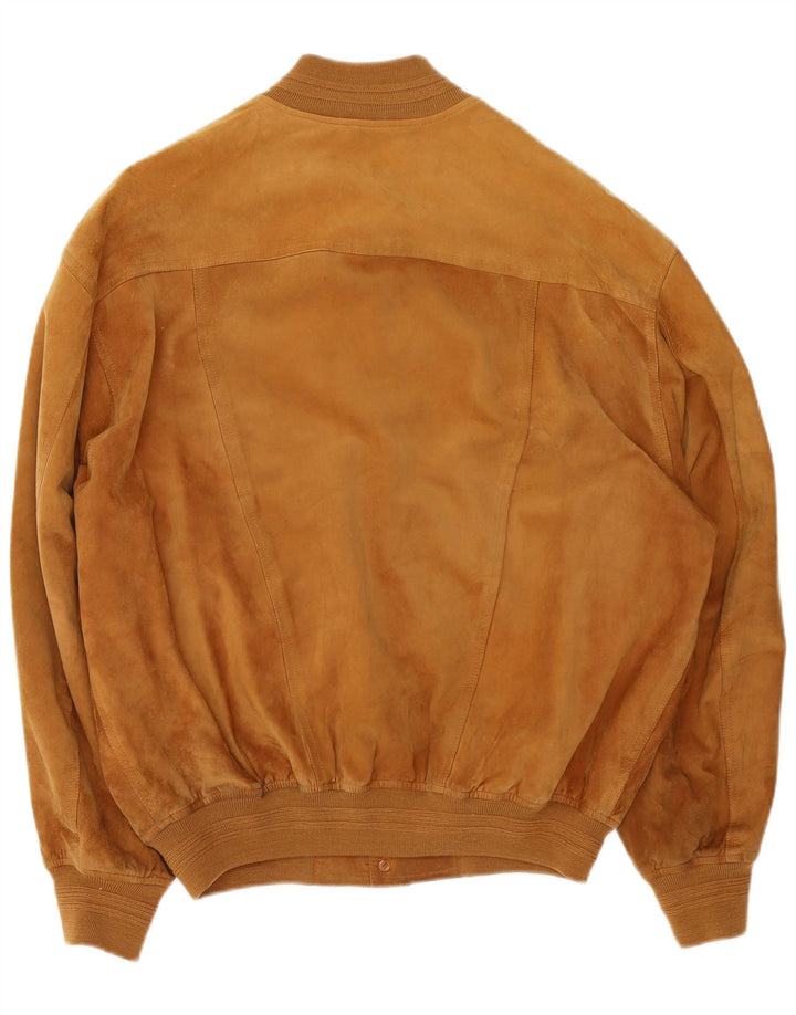 Jaqueta bomber masculina vintage de camurça IT 54 2XL couro marrom