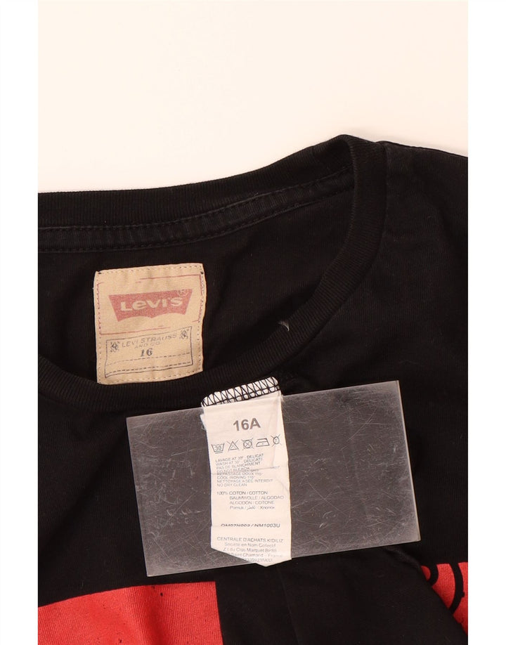 LEVI'S Boys Graphic Top manga comprida 15-16 anos algodão preto