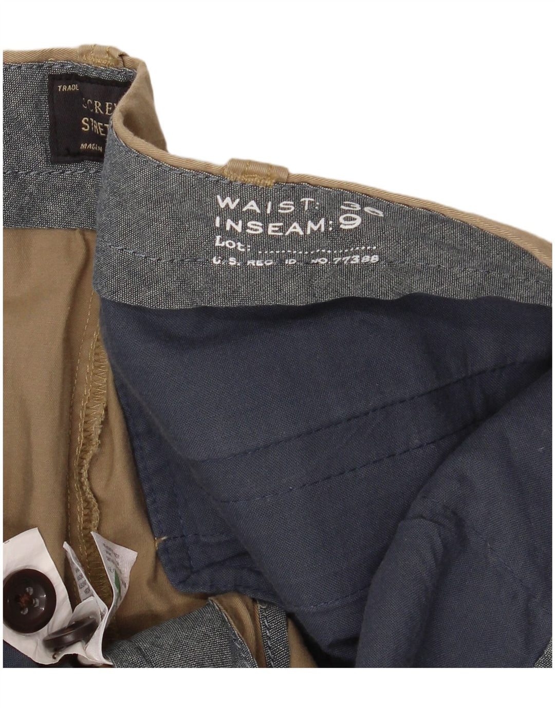 J. CREW Mens Chino Shorts W36 Grande Algodão Bege