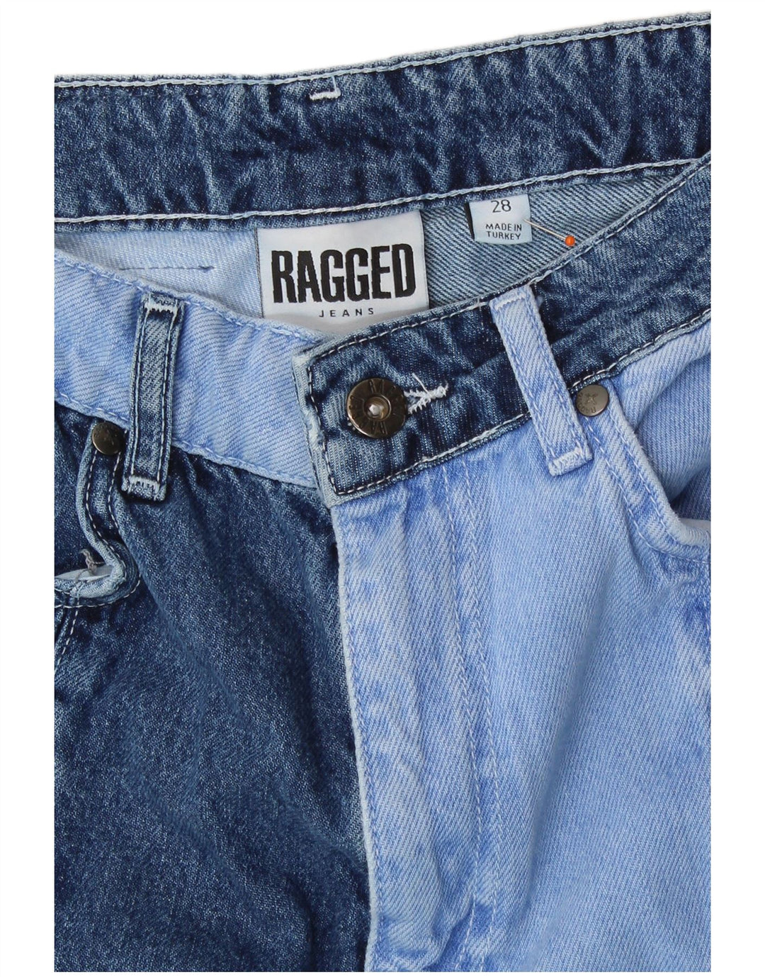 Jeans retos femininos VINTAGE W28 L28 azul patchwork algodão retrô