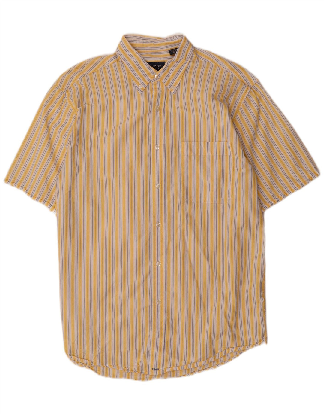 Camisa masculina de manga curta IZOD algodão listrado amarelo médio