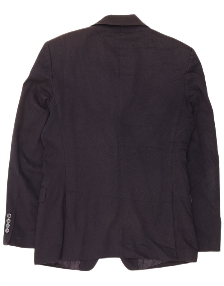 Jaqueta blazer masculina Zara com 2 botões EU 48 algodão azul marinho médio
