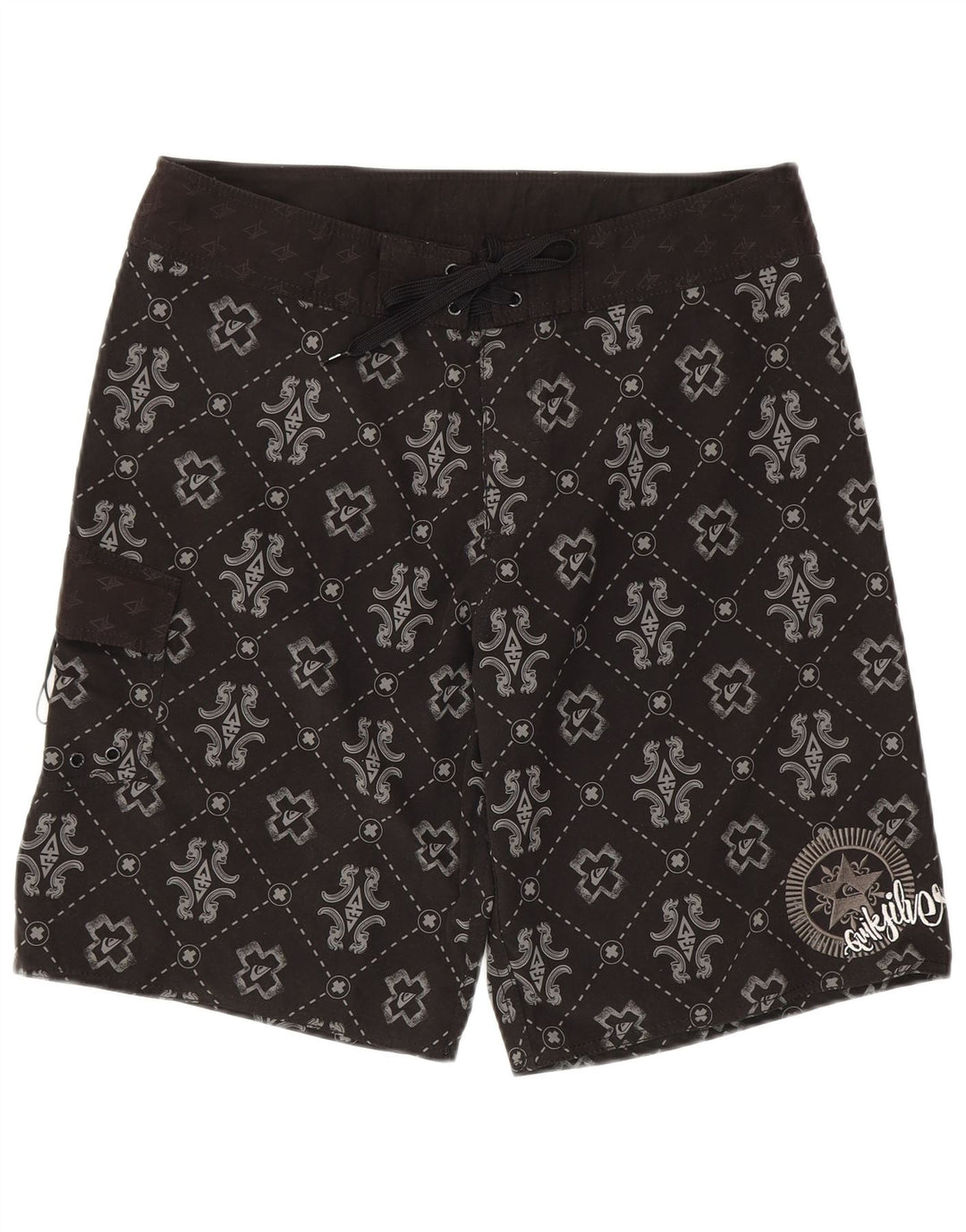 Quiksilver Shorts de natação masculino gráfico grande poliéster geométrico preto