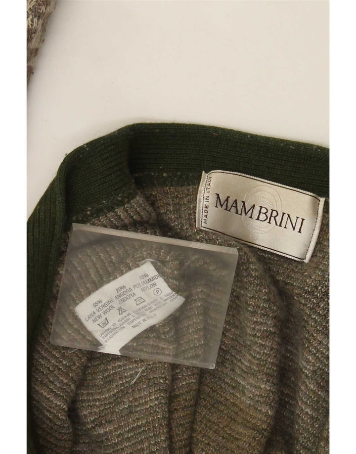 Suéter cardigã masculino vintage grande lã geométrica verde