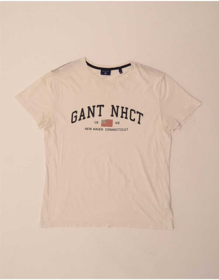 Camiseta masculina gráfica GANT grande algodão branco