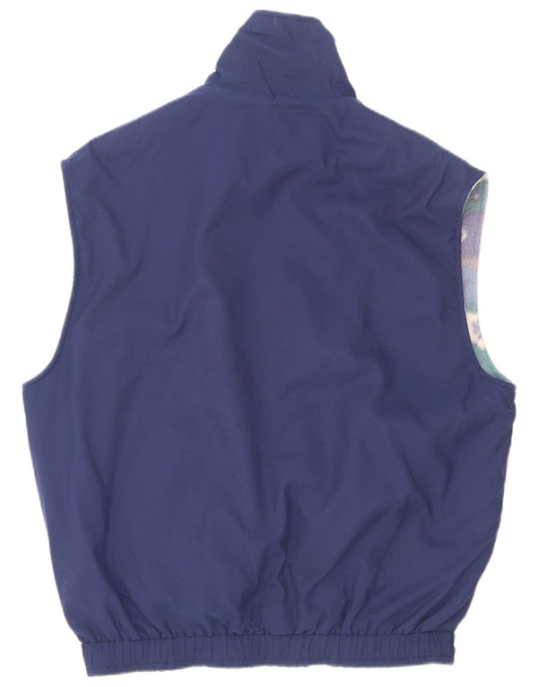 Colete de lã reversível masculino vintage UK 42 XL azul
