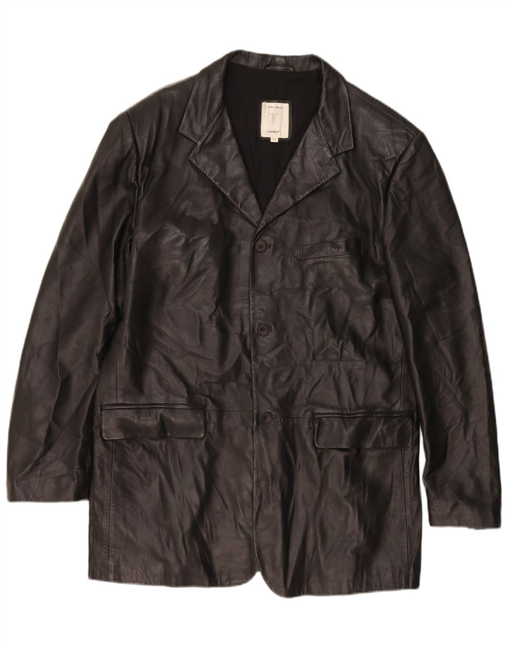 Casaco de couro masculino CONBIPEL UK 40 grande couro preto