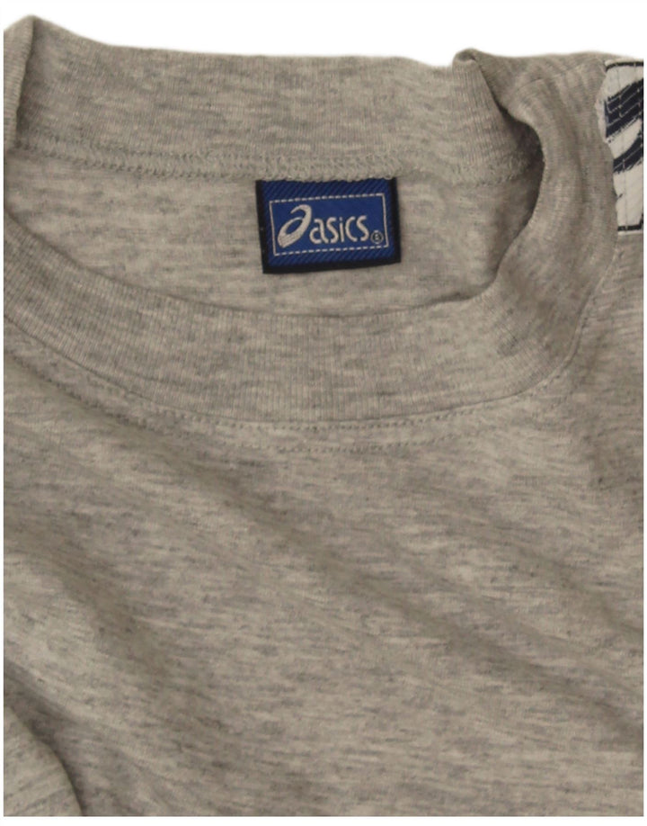 Camiseta feminina Asics Crop Graphic UK 14 cinza médio manchado