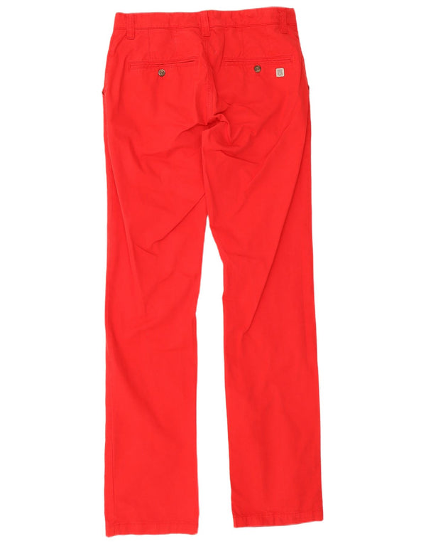 Calças casuais retas masculinas vintage W31 L34 algodão vermelho