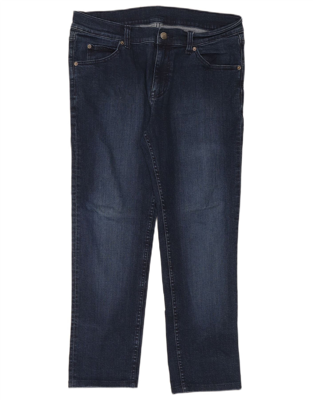 Calça jeans reta feminina barata segunda-feira W32 L26 algodão azul marinho