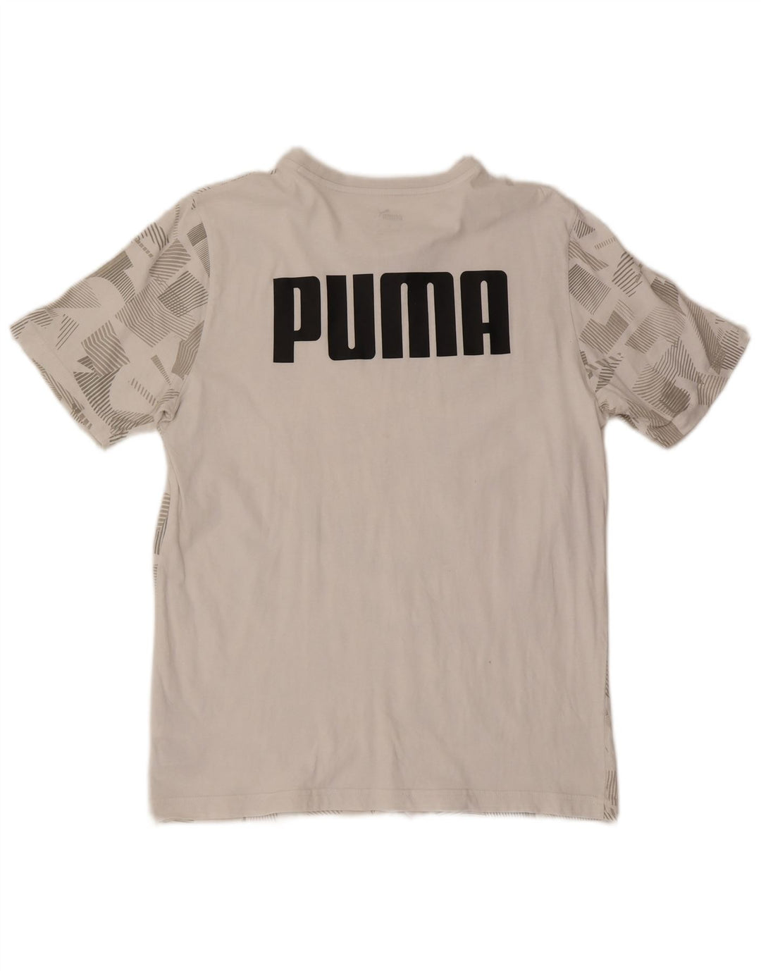 Puma Mens Graphic T-Shirt Top Médio Algodão Geométrico Branco